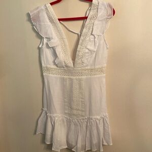 Favlux Fabric White Dress, Open Back, Zip Back, Size: Med ( Juniors)